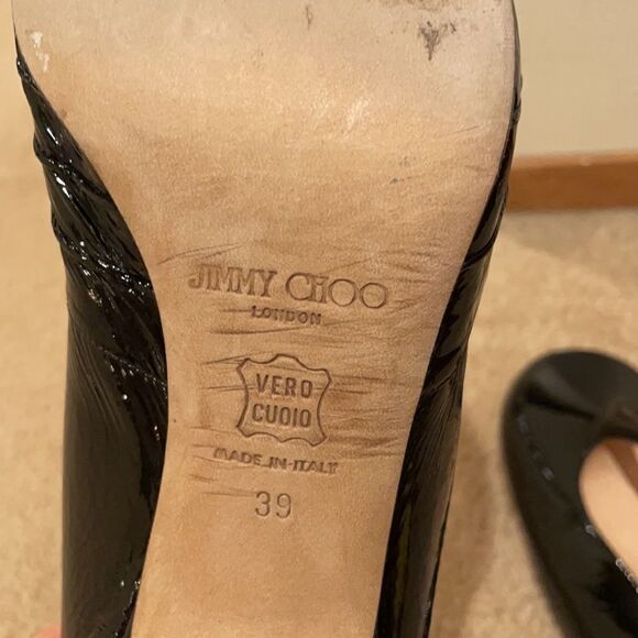 JIMMY CHOO Peep Toe Patent Leather Pumps - Picture 8 of 13